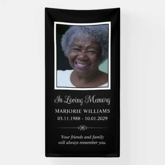 In Love Memory Black & White Foto Grave Cover Banner (Vertikal)
