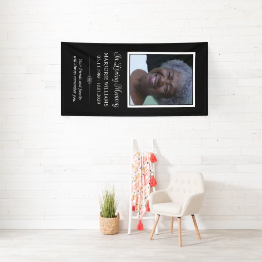 In Love Memory Black & White Foto Grave Cover Banner (Insitu)