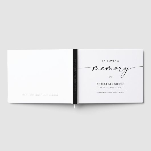 In Love Memory Black & White Gedenkfeier Gästebuch (Voll)