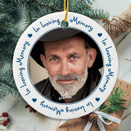 In Love Memory Blue Christmas Keepake Foto Keramik Ornament