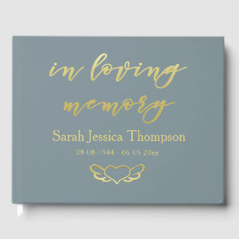 In Love Memory | Blue & Gold Book of Condolence Gästebuch
