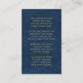 In Love Memory Blue Gold Foto Begräbniskarte Visitenkarte (Rückseite)