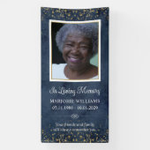 In Love Memory Blue Gold Foto Grave Cover Banner (Vertikal)