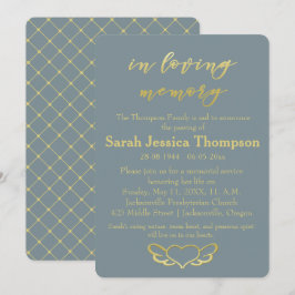 In Love Memory - Blue & Gold Memorial Service Einladung