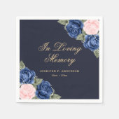 In Love Memory Blue Pink Blumenbeerdigung Serviette (Vorderseite)