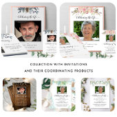 In Love Memory Blue Rustic Floral Beerdigung Foto Gästebuch