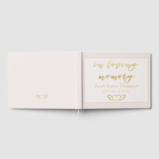 In Love Memory | Blush & Gold Buch des Beileids (Voll)