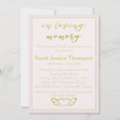 In Love Memory - Blush & Gold Memorial Service Einladung (Vorderseite)