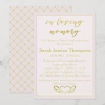 In Love Memory - Blush & Gold Memorial Service