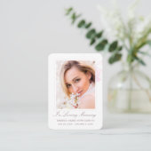 In Love Memory Blush Pink Foto Beerdigung Visitenkarte (Stehend Vorderseite)
