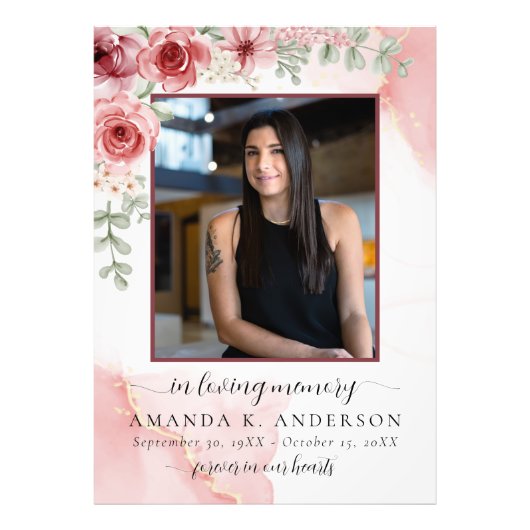 In Love Memory Blush Red Blume Beerdigung Fotodruck (Vorne)