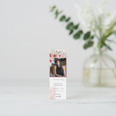 In Love Memory Blush Red Funeral Lesezeichen Mini Visitenkarte (Stehend Vorderseite)