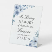 In Love Memory Boho Dusty Blue Botanical Floral Sockelschild (Vorderseite)