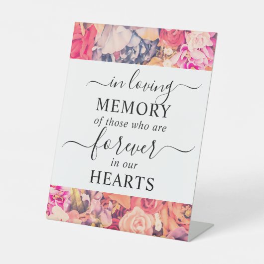 In Love Memory Bright Floral Muster Sockelschild (Vorderseite)