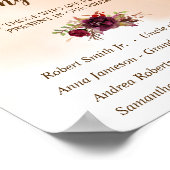 In Love Memory Burgundy Blume Hochzeit-Zeichen Poster (Ecke)