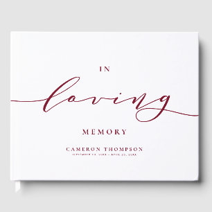 In Love Memory Burgundy Dainty Script Beerdigung Gästebuch