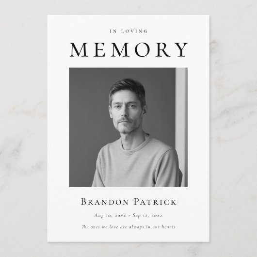 In Love Memory Burial Beerdigung Service Foto Programm (Vorderseite)