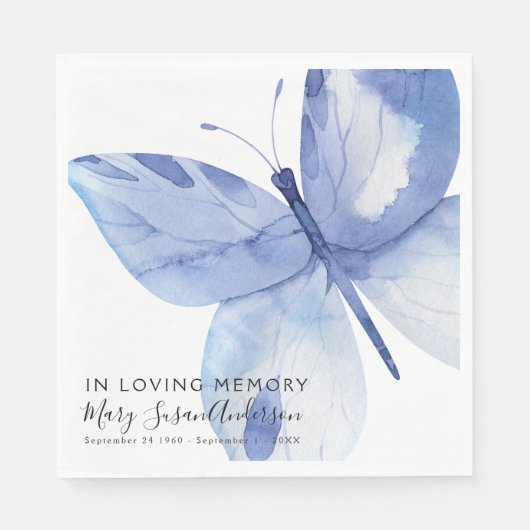 In Love Memory Butterfly Beerdigung Gedenkmal Gewe Serviette (Vorderseite)