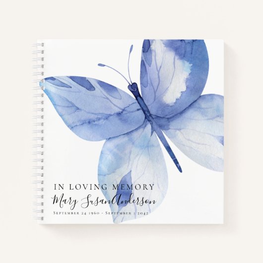 In Love Memory Butterfly Begräbnis Gästebuch Notizblock (Vorderseite)