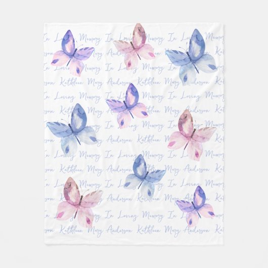 In Love Memory Butterfly Monogram Tribute Fleecedecke (Vorderseite)