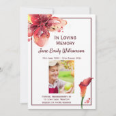 In Love Memory Calla Lily Beerdigung Ankündigung (Vorderseite)