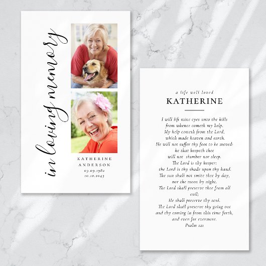 In Love Memory Calligraphy 2 Foto Prayer Card