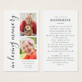 In Love Memory Calligraphy 2 Foto Prayer Card (Vorne & Hinten)