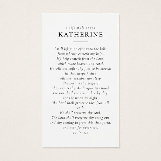 In Love Memory Calligraphy 2 Foto Prayer Card (Rückseite)