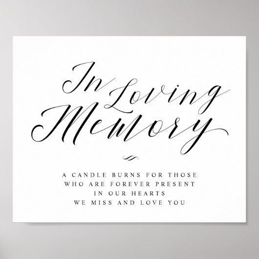 In Love Memory Calligraphy Script Memorial Sign Poster (Vorne)