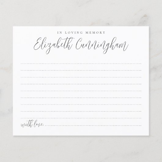 In Love Memory Classic Simple Attendance Card (Vorderseite)