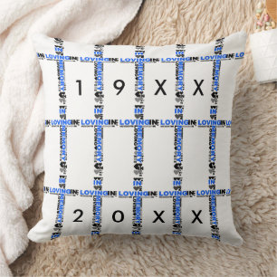 In Love Memory Cross Blue Beileid Pillow Kissen