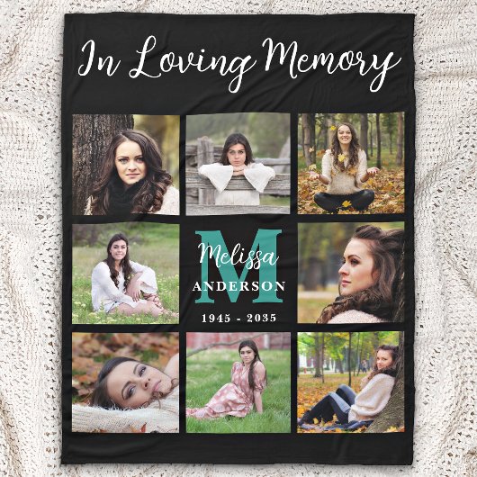 In Love Memory Custom 8 Picture Memorial Fleecedecke