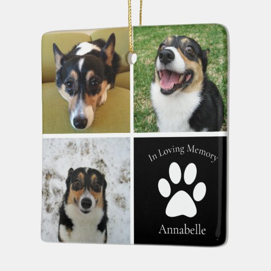 In Love Memory Custom Dog Foto Collage Halten Keramikornament (Links)
