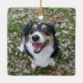 In Love Memory Custom Dog Foto Collage Halten Keramikornament (Rückseite)