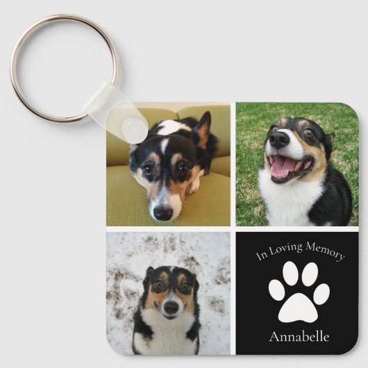 In Love Memory Custom Dog Foto Collage Halten Schlüsselanhänger (Vorderseite)