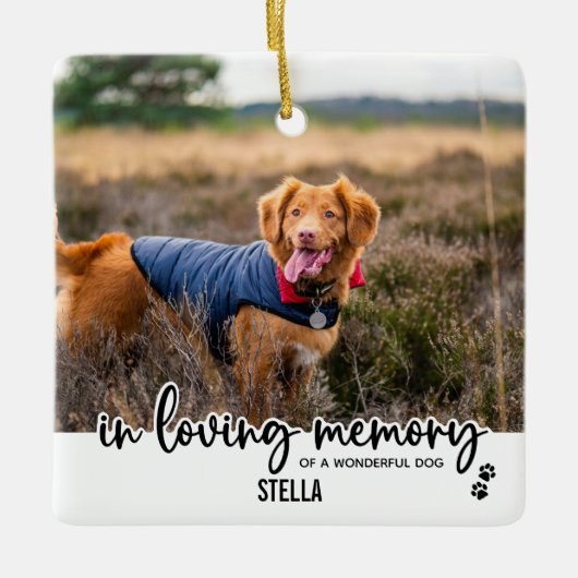 In Love Memory - Custom Dog Foto Pet Memorial Keramikornament (Vorderseite)