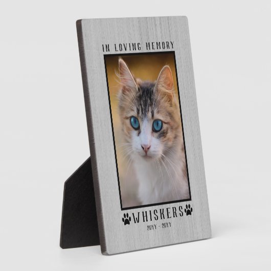 In Love Memory Custom Foto Cat Memorial Rustikal Fotoplatte (Seite)