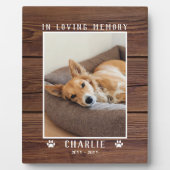In Love Memory Custom Foto Pet Memorial Rustikal Fotoplatte (Vorderseite)