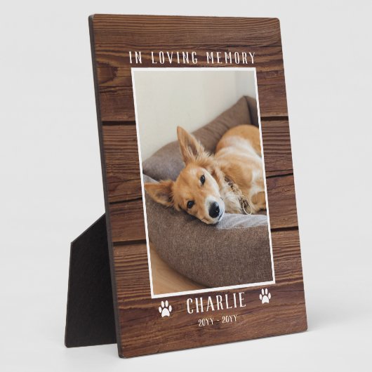 In Love Memory Custom Foto Pet Memorial Rustikal Fotoplatte (Seite)
