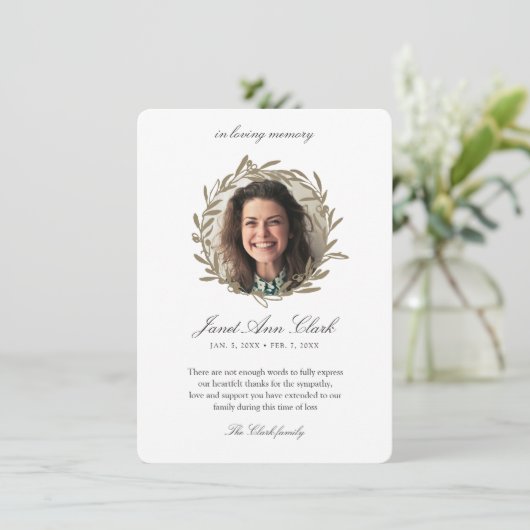 In Love Memory danke Ihnen Beerdigungskarte (Stehend Vorderseite)