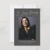 In Love Memory Dark Gray Foto Memorial Card Einladung (Vorderseite)