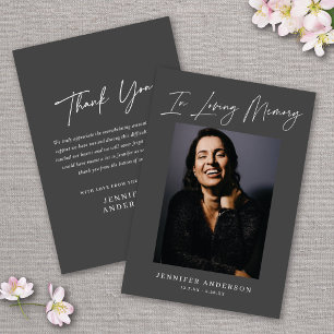 In Love Memory Dark Gray Foto Memorial Card Einladung