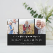 In Love Memory | Drei Fotos Beerdigung Beileid Dankeskarte (Stehend Vorderseite)