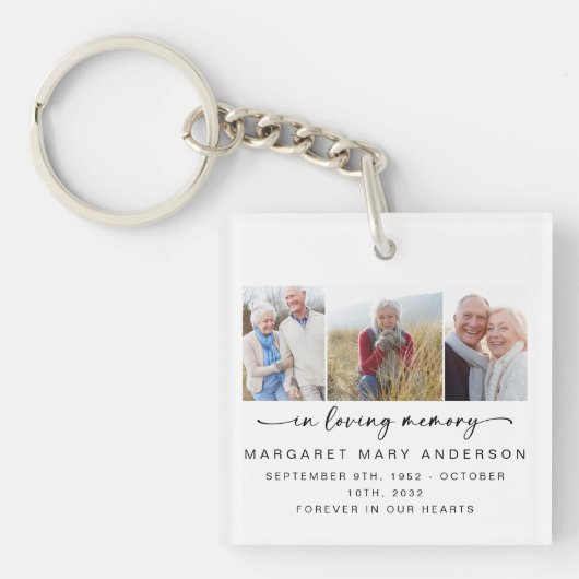 In Love Memory | Drei Fotos Gedenkfeier Schlüsselanhänger (Vorderseite)