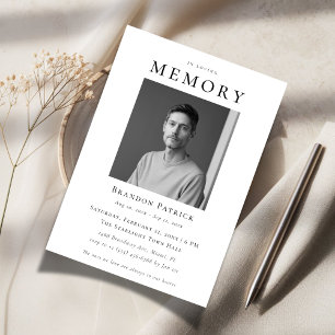 In Love Memory Einfache digitale Beerdigung Foto Einladung