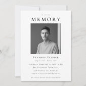 In Love Memory Einfache digitale Beerdigung Foto Einladung (Vorderseite)