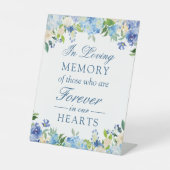 In Love Memory Elegant Blue Hydrangeas floral Sockelschild (Vorderseite)