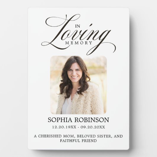 In Love Memory Elegant Script Memorial Fotoplatte (Vorderseite)