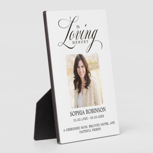 In Love Memory Elegant Script Memorial Fotoplatte (Seite)