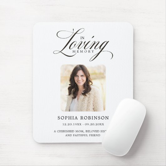 In Love Memory Elegant Script Memorial Mousepad (Mit Mouse)